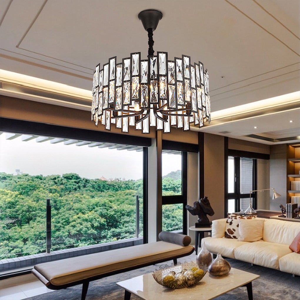 Postmodern Minimalist Living Room Crystal Chandelier With Three Color Led