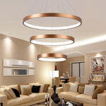 Acrylic Bronze 3 Tier Ring Chandelier Dimmable Led 59 Adjustable Pendant Lights