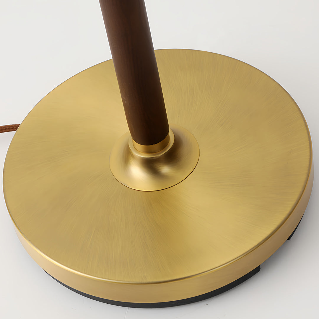 Sculptural Wooden Floor Lamp with Pleated Fabric Shade