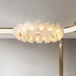 French Glass Garland Chandelier with Brass Finish, Crystal Accents