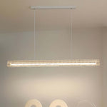 Modern White Linear Pendant Light with Frosted Acrylic Shade for Kitchen Island and Dining Room