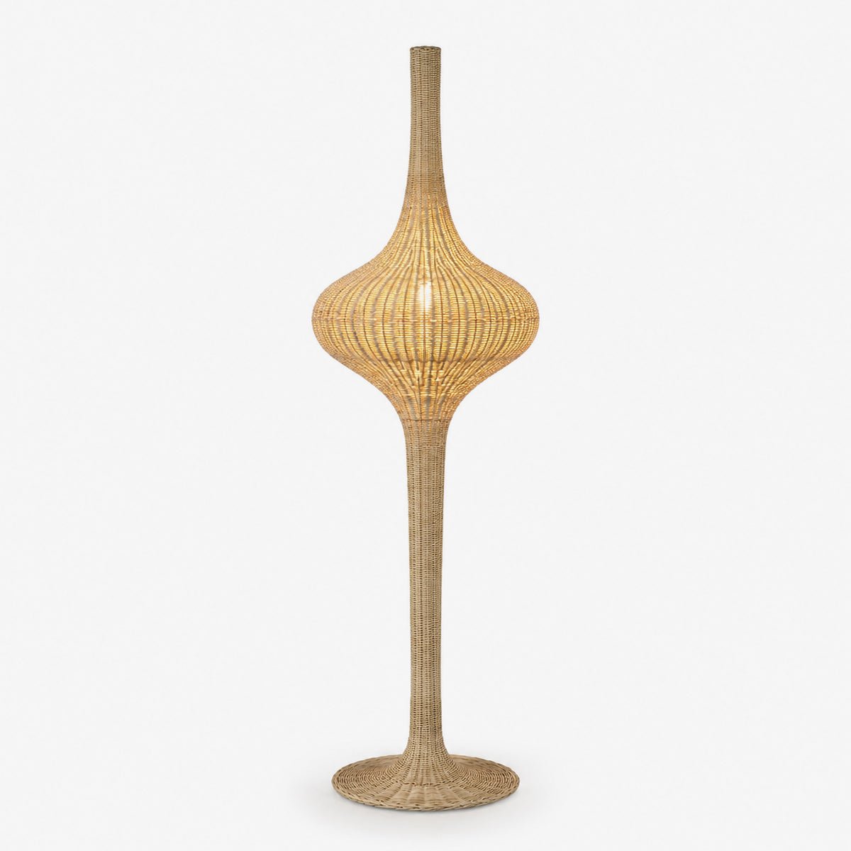 Onion Handwoven Rattan Floor Lamp – Sculptural Natural Fiber Lighting for Living Room & Bedroom