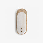 Travertine Pill Wall Sconce with Alabaster Glow and Aged Brass Accents