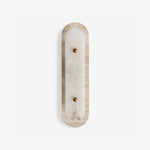 Travertine Pill Wall Sconce with Alabaster Glow and Aged Brass Accents