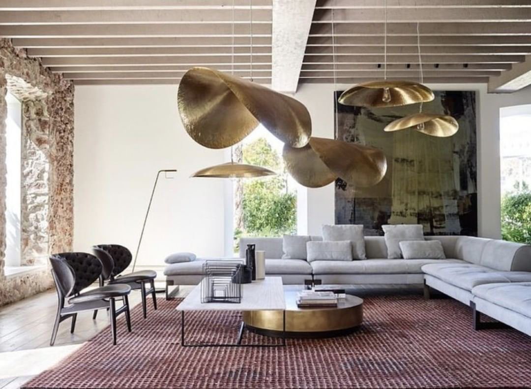 Hammered Brass Suspension Llight
