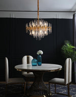 Brass Chandelier with Clear Glass Rods Shade