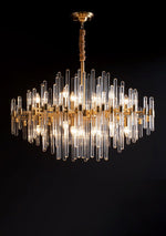 Brass Chandelier with Clear Glass Rods Shade