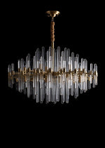 Brass Chandelier with Clear Glass Rods Shade