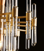 Brass Chandelier with Clear Glass Rods Shade