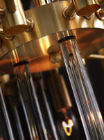 Brass Chandelier with Clear Glass Rods Shade