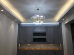 Brass Chandelier with Clear Glass Rods Shade
