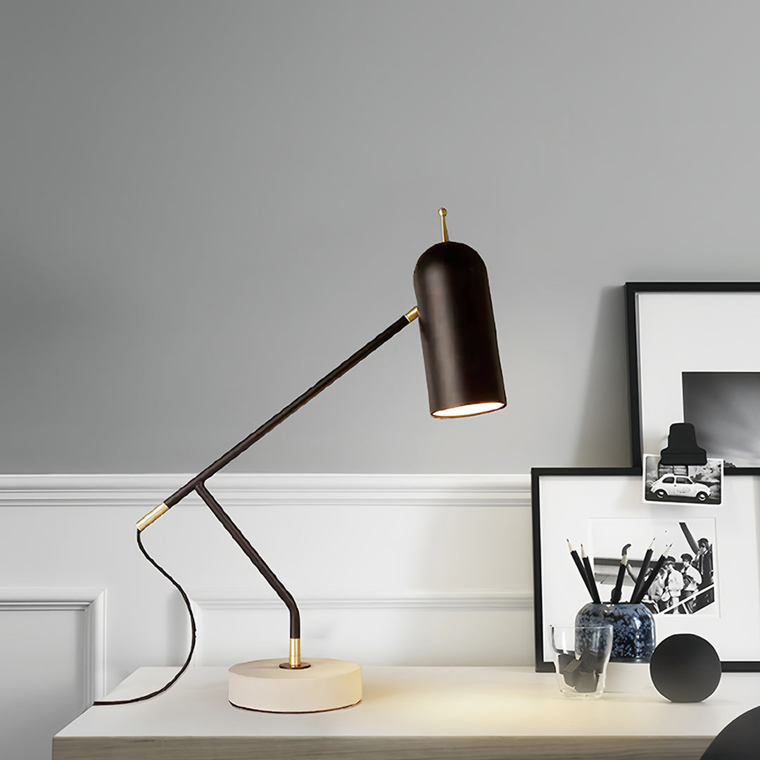Marble Base LED Desk Lamp with Dimmable Light, Modern Minimalist Black Finish