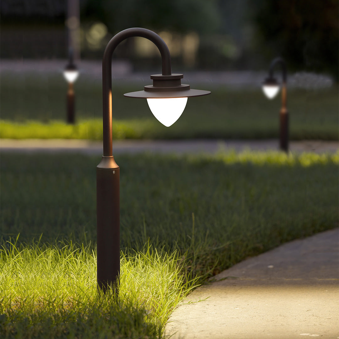 Minimalist Gooseneck Pathway Light with Warm LED Glow for Modern Gardens