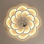 Modern Floral Acrylic Led Flush Mount Ceiling Light With Elegant Crystal Teardrops