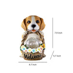 Solar-Powered Resin Puppy Garden Light with Flower Basket