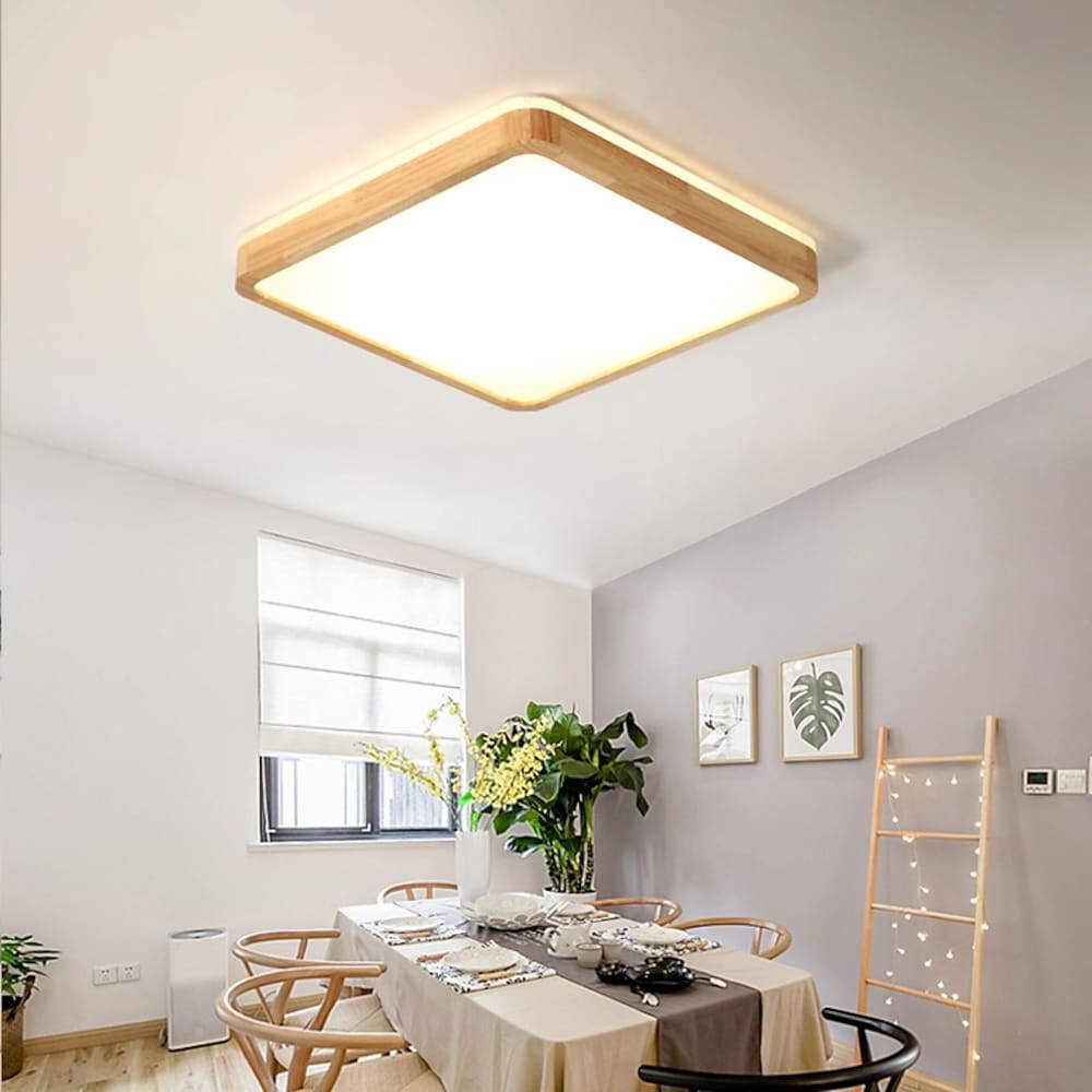 Aurelia Wood LED Flush Mount Ceiling Light – Nordic Minimalist Illumination