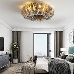 Aurelia Round Feather LED Flush Mount Ceiling Light – Nordic-Inspired Ambient Illumination