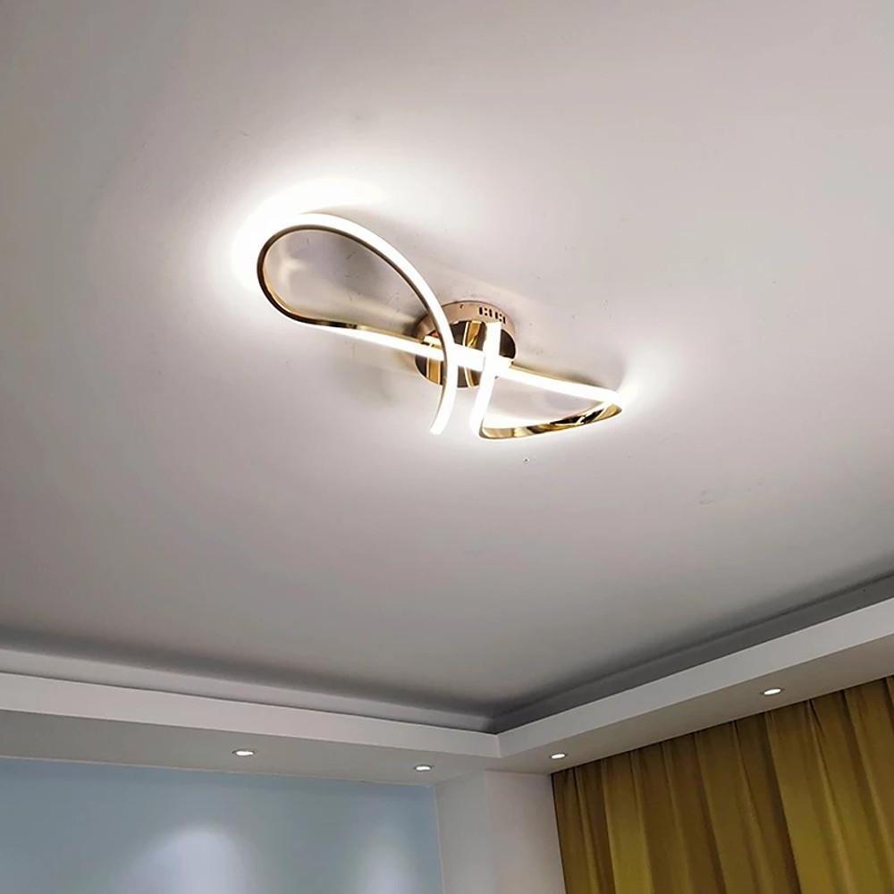 Wavy Pretty Led Nordic Linear Dimmable Semi Flush Mount Ceiling Light