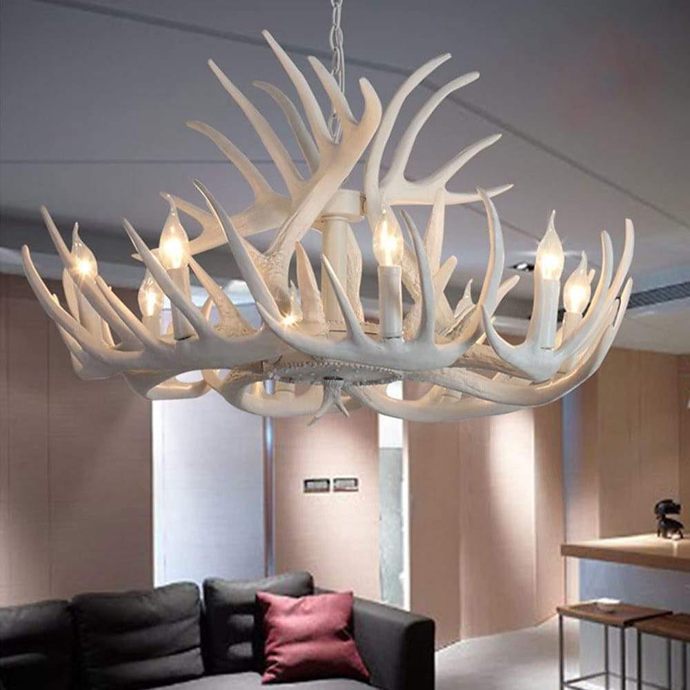 Vintage Antler Chandelier With Candle Lights 4 6 8 Lights