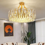 Queen Golden Crystal Chandelier Modern Luxury 9 12 17 Lights Adjustable Height 110 120V