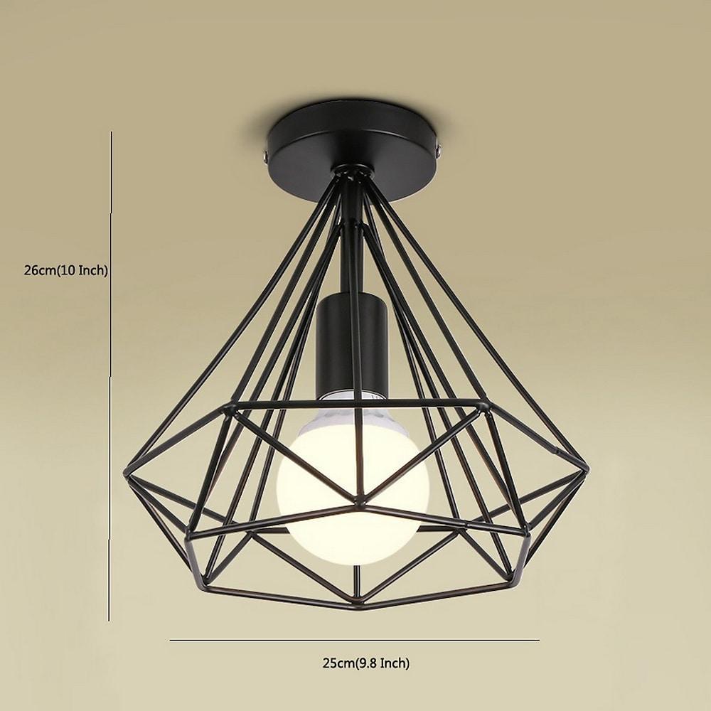 1 Light Mini Metal Geometric Caged Led Retro Flush Mount Lighting Ceiling Lights