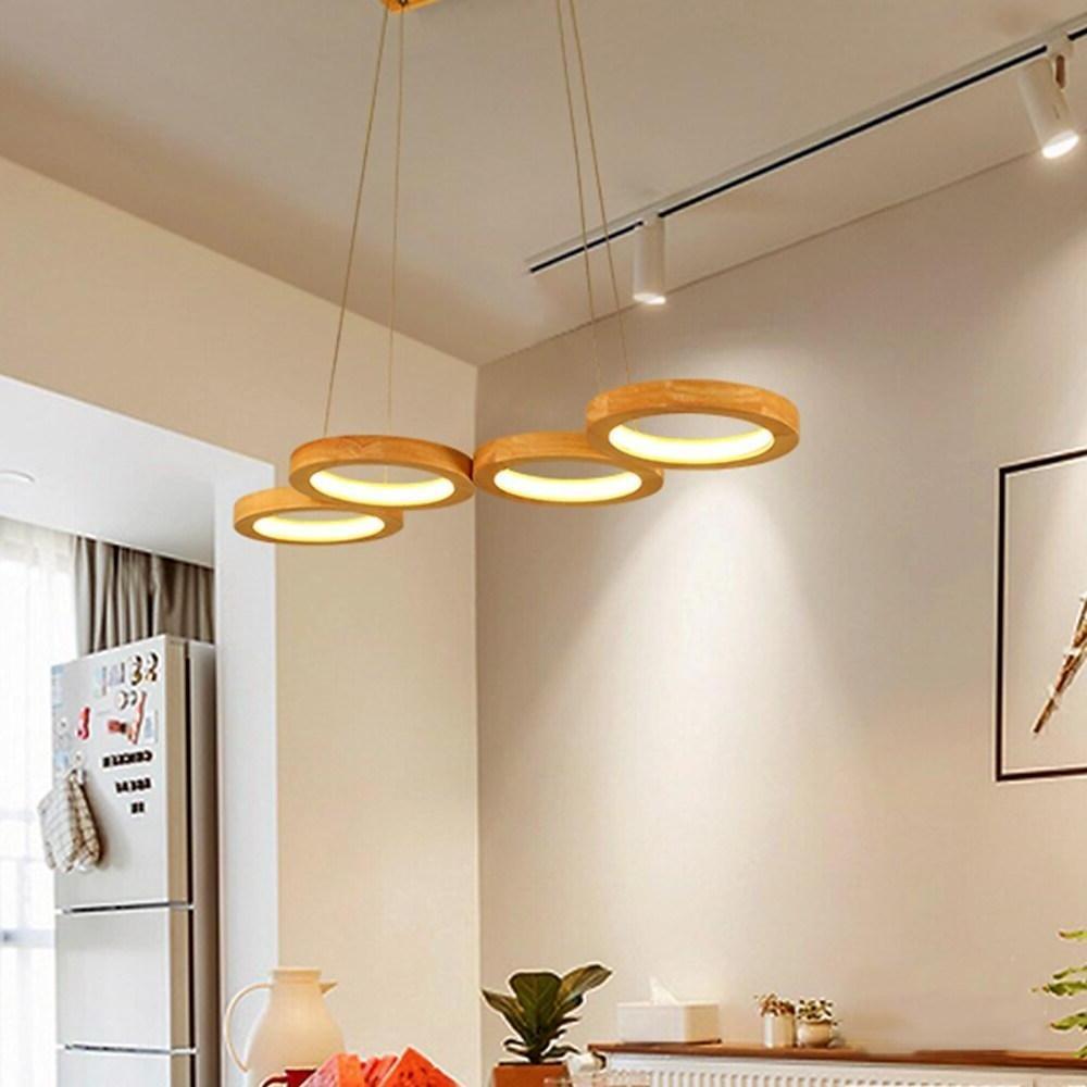 Aurelia Four-Ring Wood LED Pendant Light – Modern Minimalist Ceiling Fixture