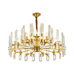 Modern Brass Chandelier with Clear Glass Shades for Dining Room and Living Room