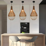 Handwoven Rattan Pendant Light with Industrial Iron Frame