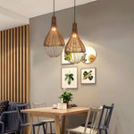 Handwoven Rattan Pendant Light with Industrial Iron Frame