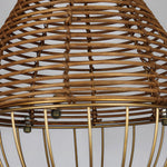 Handwoven Rattan Pendant Light with Industrial Iron Frame