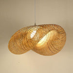 Rattan Wave Pendant Light – Handwoven Bamboo LED Ceiling Lamp