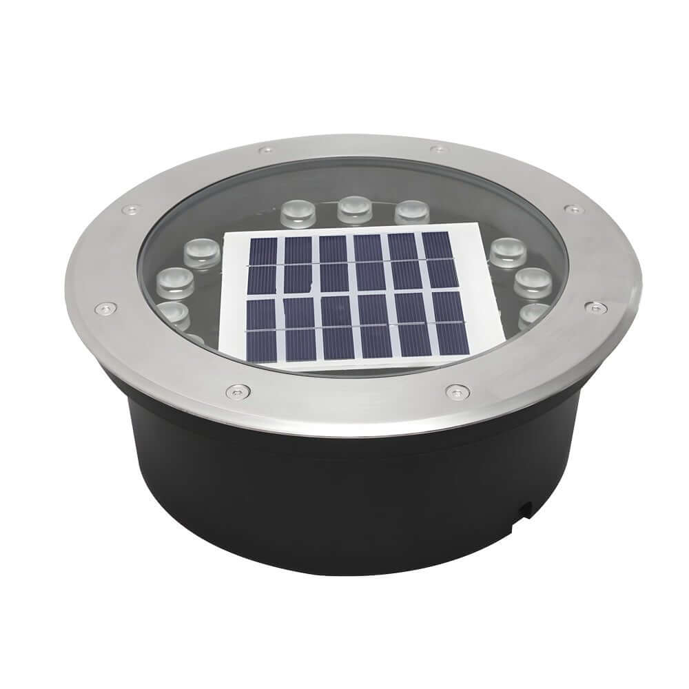 Solar Recessed In-Ground LED Well Light, Warm White 3000K, Aluminum