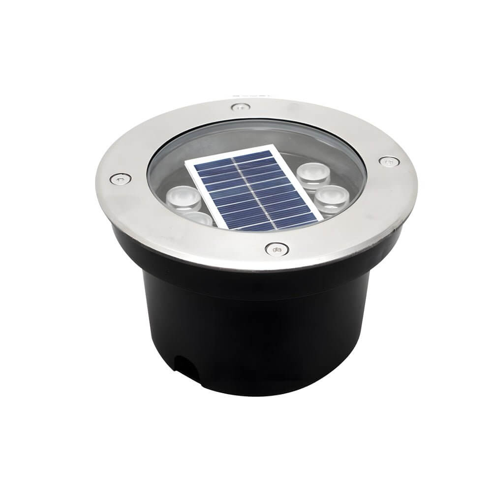 Solar Recessed In-Ground LED Well Light, Warm White 3000K, Aluminum