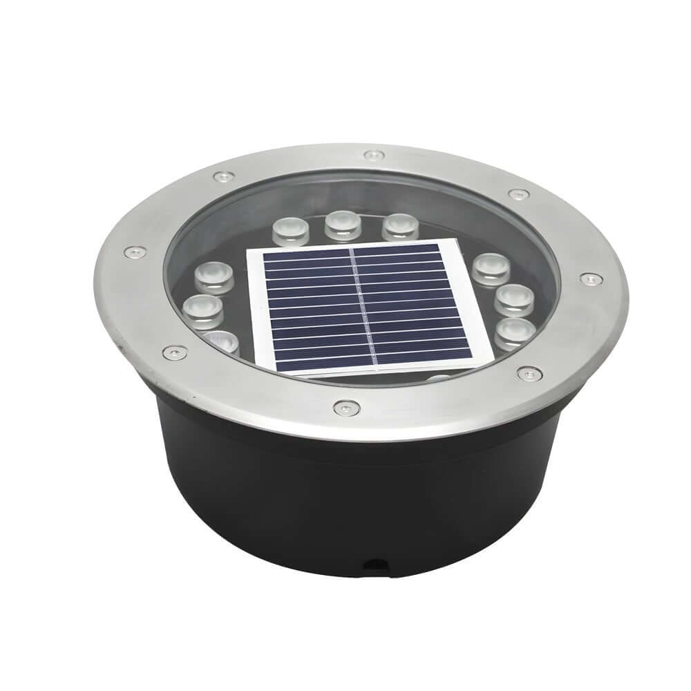 Solar Recessed In-Ground LED Well Light, Warm White 3000K, Aluminum