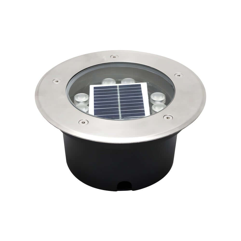 Solar Recessed In-Ground LED Well Light, Warm White 3000K, Aluminum