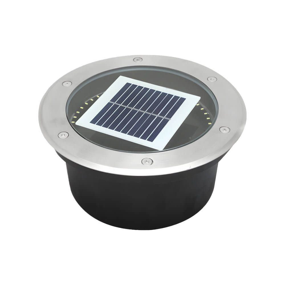 Solar Recessed In-Ground LED Well Light, Warm White 3000K, Aluminum
