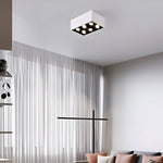 Modern Rectangular LED Flush Mount Ceiling Light with Adjustable Spotlights