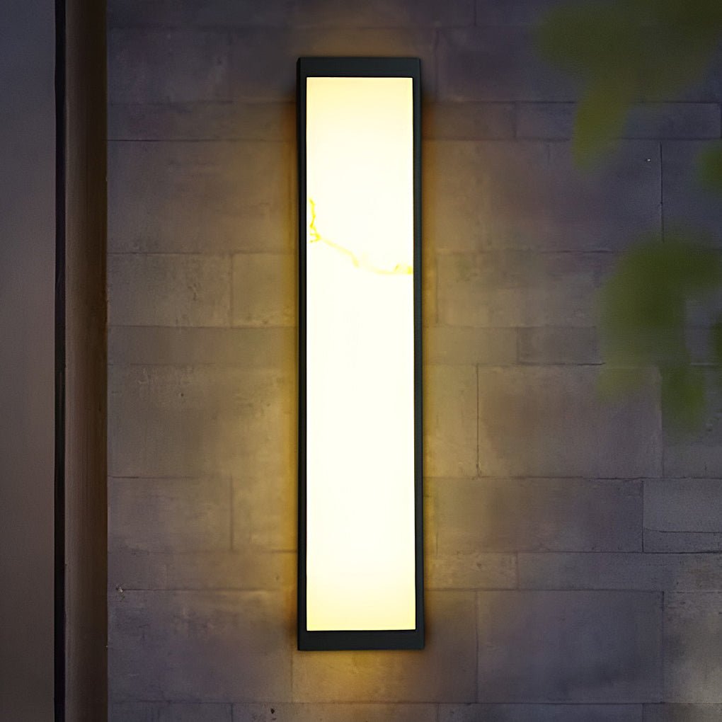 Modern Outdoor Wall Sconce in Black Stainless Steel with Marble Accent