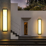 Modern Outdoor Wall Sconce in Black Stainless Steel with Marble Accent