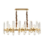 Modern Brass Chandelier with Clear Glass Shades for Dining Room and Living Room