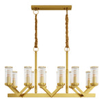 Lumière Cascade: Modern Copper Glass Drop Chandelier for Elegant Interiors