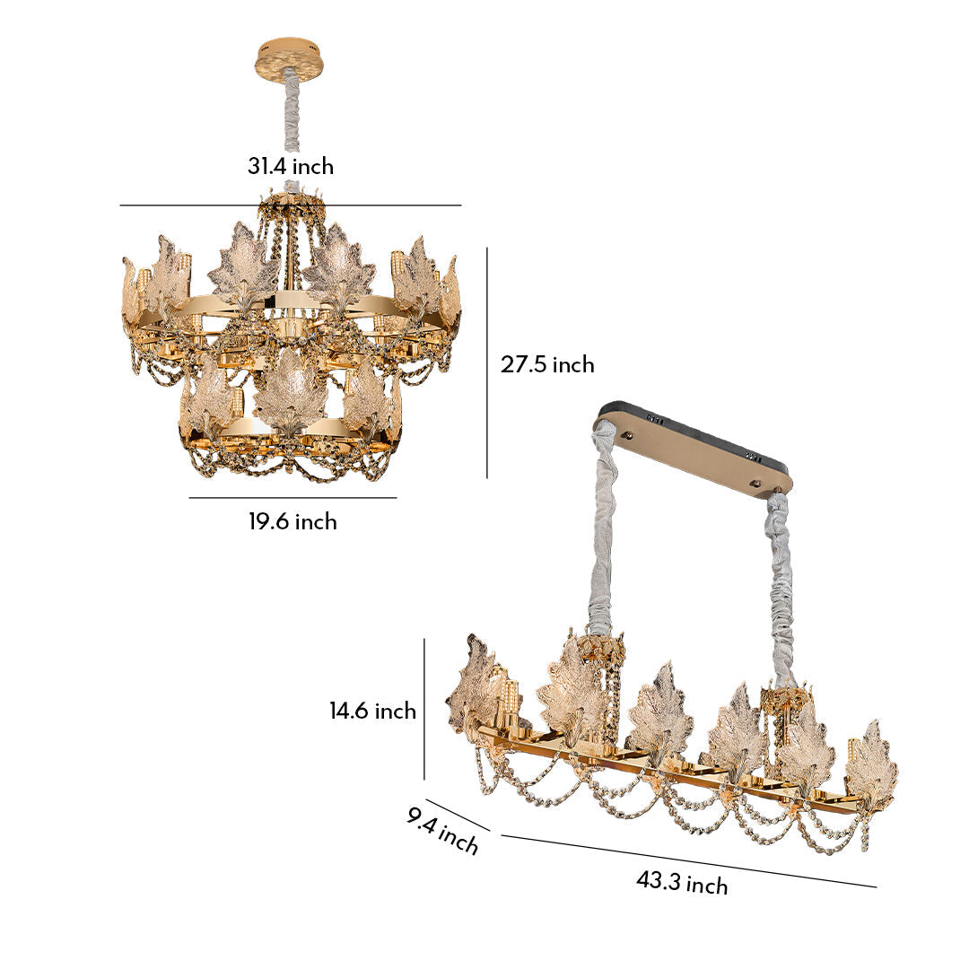 French Crystal Chandelier in Champagne Gold for Elegant Interiors