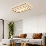 Luxury Crystal Flush Mount Ceiling Light with Chrome Frame, LED Integrated