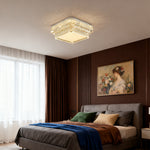 Crystal Flush Mount Ceiling Light with Chrome Frame and LED Illumination