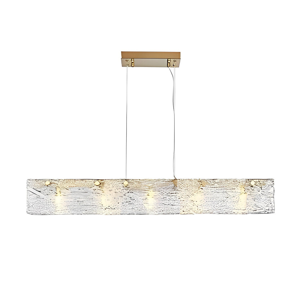 Linear Glass LED Chandelier in Gold Finish for Modern Interiors
