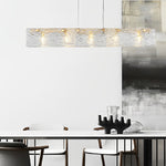 Linear Glass LED Chandelier in Gold Finish for Modern Interiors