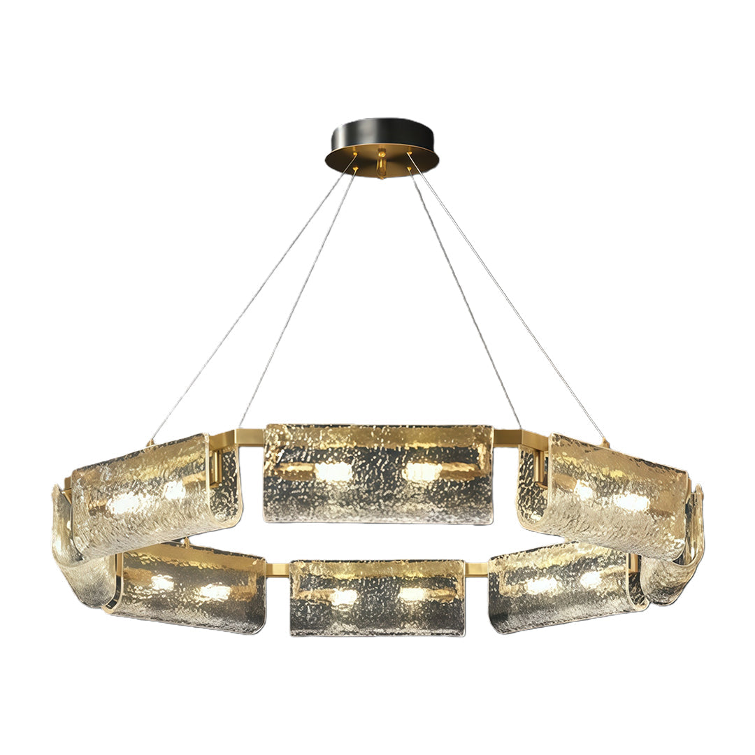 Italian Brass Rectangular Glass Chandelier, 6-10 Lights, Modern Luxury Ceiling Pendant