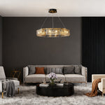 Italian Brass Rectangular Glass Chandelier, 6-10 Lights, Modern Luxury Ceiling Pendant