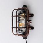 American Retro Industrial Wall Sconce with Clear Glass Shade for Indoor Spaces