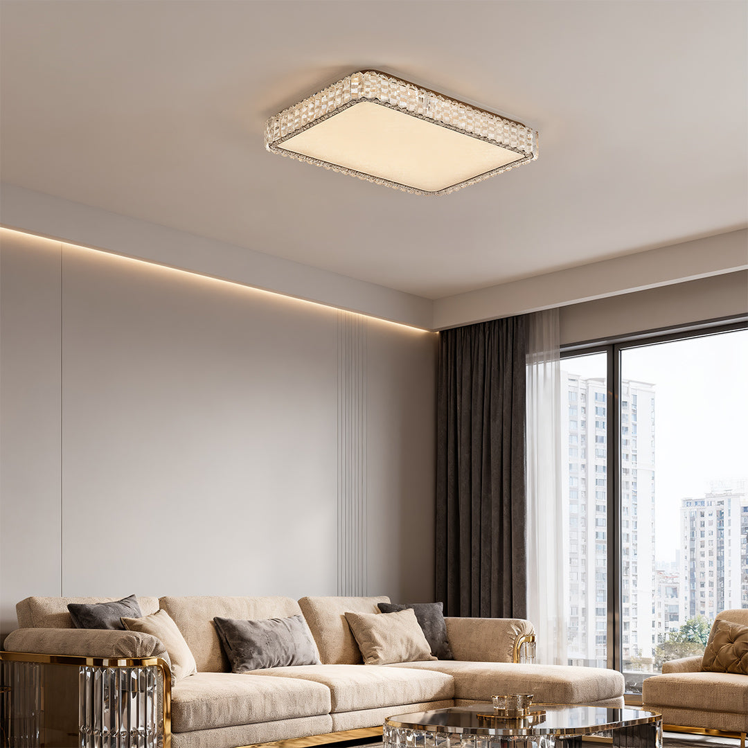 Luxury Crystal LED Flush Mount Ceiling Light in Chrome